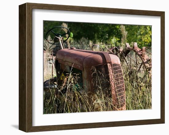 Old Abandoned Farm Tractor, Defiance, Missouri, USA-Walter Bibikow-Framed Premium Photographic Print