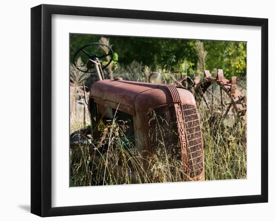 Old Abandoned Farm Tractor, Defiance, Missouri, USA-Walter Bibikow-Framed Premium Photographic Print