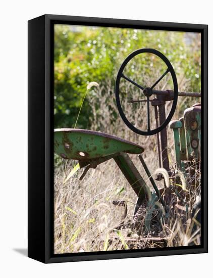 Old Abandoned Farm Tractor, Defiance, Missouri, USA-Walter Bibikow-Framed Stretched Canvas