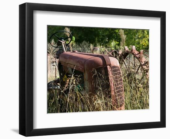 Old Abandoned Farm Tractor, Defiance, Missouri, USA-Walter Bibikow-Framed Photographic Print