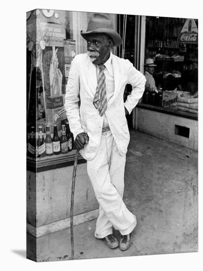 Old African American Man Wearing a Disheveled Outfit in Small Southern Town-Alfred Eisenstaedt-Stretched Canvas