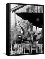 Old African American, Wife of Sharecropper, Lizzie Alexander Hanging Laundry to Dry on Her Porch-Alfred Eisenstaedt-Framed Stretched Canvas