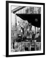 Old African American, Wife of Sharecropper, Lizzie Alexander Hanging Laundry to Dry on Her Porch-Alfred Eisenstaedt-Framed Photographic Print