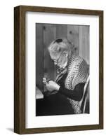 Old Age Essay: Woman Knitting-null-Framed Photographic Print