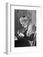 Old Age Essay: Woman Knitting-null-Framed Photographic Print