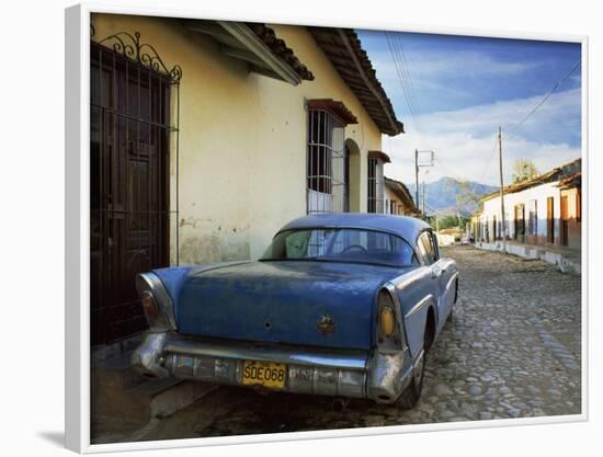 Old American Car Parked on Cobbled Street, Trinidad, Cuba, West Indies, Central America-Lee Frost-Framed Photographic Print