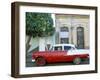 Old American Car Parked on Street Beneath Fruit Tree, Cienfuegos, Cuba, Central America-Lee Frost-Framed Photographic Print