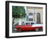 Old American Car Parked on Street Beneath Fruit Tree, Cienfuegos, Cuba, Central America-Lee Frost-Framed Photographic Print