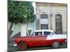 Old American Car Parked on Street Beneath Fruit Tree, Cienfuegos, Cuba, Central America-Lee Frost-Mounted Photographic Print