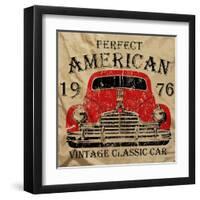 Old American Car Vintage Classic Retro Man T Shirt Graphic Design-emeget-Framed Art Print