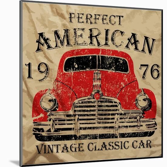 Old American Car Vintage Classic Retro Man T Shirt Graphic Design-emeget-Mounted Art Print