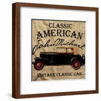 Old American Car Vintage Classic Retro Man T Shirt Graphic Design-emeget-Framed Art Print