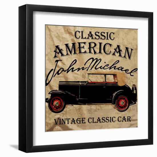 Old American Car Vintage Classic Retro Man T Shirt Graphic Design-emeget-Framed Art Print