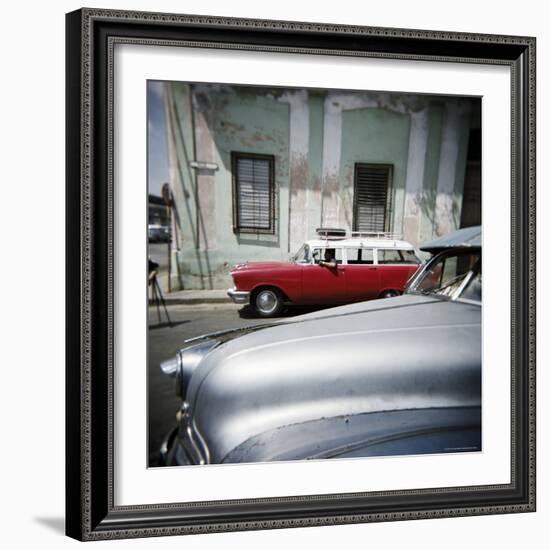 Old American Cars Operating as Private Taxis, Havana, Cuba, West Indies, Central America-Lee Frost-Framed Photographic Print