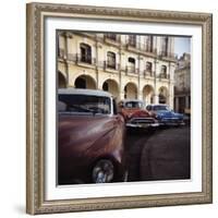 Old American Cars Operating as Private Taxis, Havana, Cuba, West Indies, Central America-Lee Frost-Framed Photographic Print