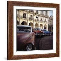 Old American Cars Operating as Private Taxis, Havana, Cuba, West Indies, Central America-Lee Frost-Framed Photographic Print