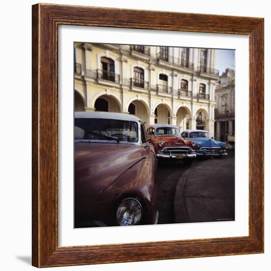 Old American Cars Operating as Private Taxis, Havana, Cuba, West Indies, Central America-Lee Frost-Framed Photographic Print