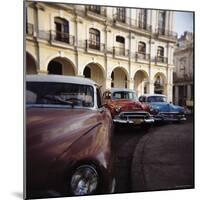 Old American Cars Operating as Private Taxis, Havana, Cuba, West Indies, Central America-Lee Frost-Mounted Photographic Print