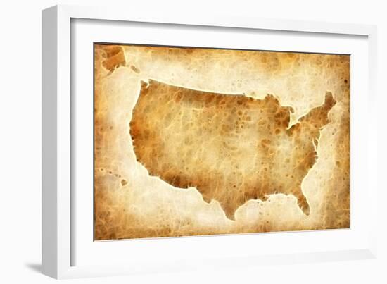 Old American Map-Ivanou Aliaksandr-Framed Art Print