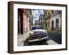 Old American Plymouth Car Parked on Deserted Street of Old Buildings, Havana Centro, Cuba-Lee Frost-Framed Photographic Print