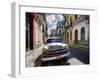 Old American Plymouth Car Parked on Deserted Street of Old Buildings, Havana Centro, Cuba-Lee Frost-Framed Photographic Print