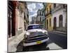 Old American Plymouth Car Parked on Deserted Street of Old Buildings, Havana Centro, Cuba-Lee Frost-Mounted Photographic Print