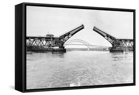 Old and New Cape Cod Canal Bridges-null-Framed Stretched Canvas