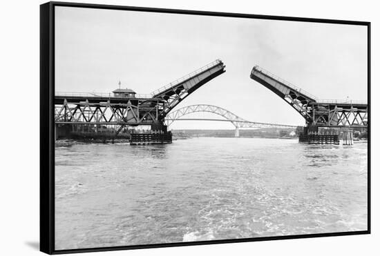 Old and New Cape Cod Canal Bridges-null-Framed Stretched Canvas