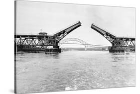 Old and New Cape Cod Canal Bridges-null-Stretched Canvas