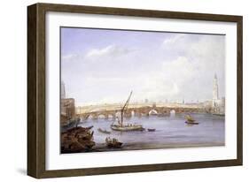 Old and New London Bridges, London, 1831-George Scharf-Framed Giclee Print