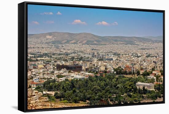 Old and New view of Athens Greece-null-Framed Stretched Canvas