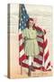 Old and Young Glory, Girl with Flag-null-Stretched Canvas