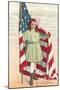 Old and Young Glory, Girl with Flag-null-Mounted Art Print