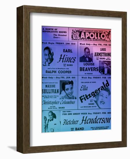 Old Apollo Theater Performance Calendar in Cool Colors-null-Framed Art Print