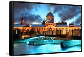 Old Architecture at Dusk on Street in Old Montreal in Canada-Songquan Deng-Framed Stretched Canvas