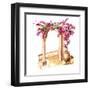 Old Architecture of the Mediterranean, North Africa or Morocco. Flowers of Bougainvillea. Hand Draw-Daria Ustiugova-Framed Art Print