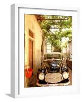 Old Automobile Sedan, Kardamyli, Messina, Peloponnese, Greece-Walter Bibikow-Framed Photographic Print