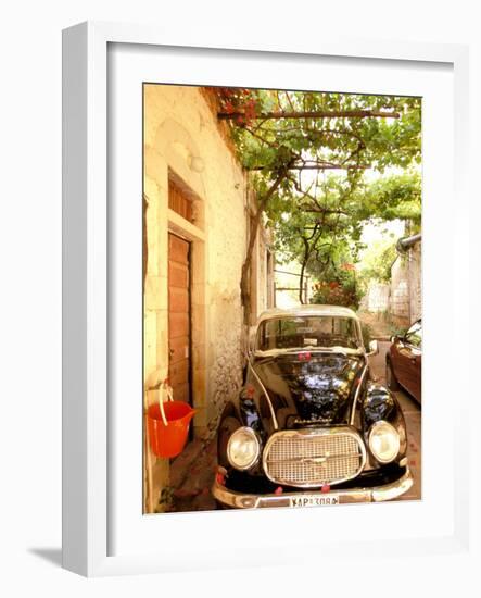 Old Automobile Sedan, Kardamyli, Messina, Peloponnese, Greece-Walter Bibikow-Framed Photographic Print