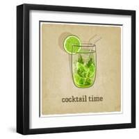 Old Background with Cocktail-natbasil-Framed Art Print