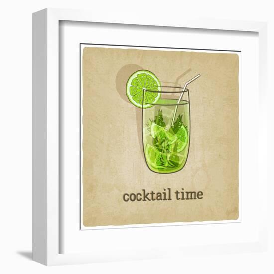 Old Background with Cocktail-natbasil-Framed Art Print