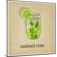 Old Background with Cocktail-natbasil-Mounted Art Print