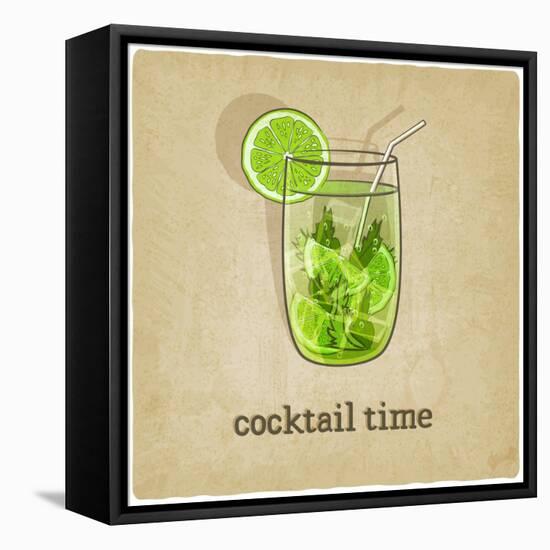 Old Background with Cocktail-natbasil-Framed Stretched Canvas