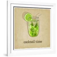 Old Background with Cocktail-natbasil-Framed Art Print