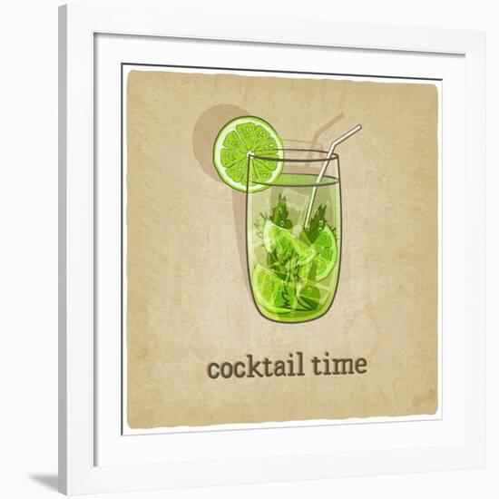 Old Background with Cocktail-natbasil-Framed Art Print