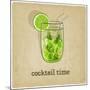 Old Background with Cocktail-natbasil-Mounted Art Print