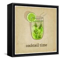 Old Background with Cocktail-natbasil-Framed Stretched Canvas