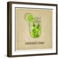 Old Background with Cocktail-natbasil-Framed Art Print