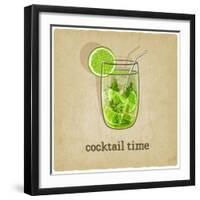 Old Background with Cocktail-natbasil-Framed Art Print