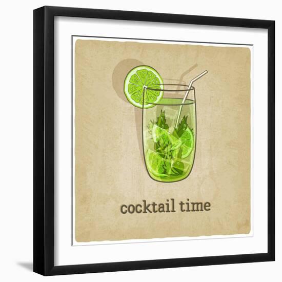 Old Background with Cocktail-natbasil-Framed Art Print