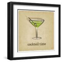 Old Background with Cocktail-natbasil-Framed Art Print